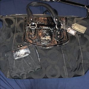 Black Coach Bag with Matching Wallet